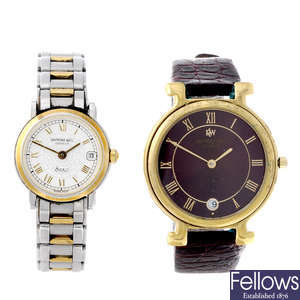 A group of six assorted Raymond Weil wrist watches.