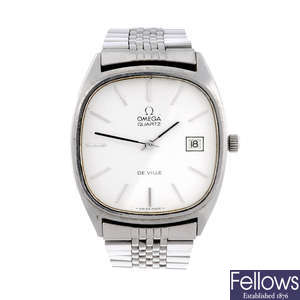 OMEGA - a gentleman's stainless steel De Ville bracelet watch with two Omega De Ville bracelet watches.