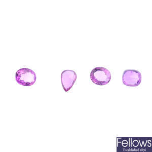 Four vari-shape pink sapphires.