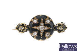 A late 19th century gold, diamond and enamel memorial brooch.