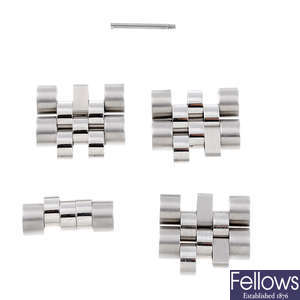 ROLEX - seven stainless steel Jubilee bracelet links.