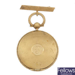 A mid 19th century gold 'fausse montre' locket brooch.