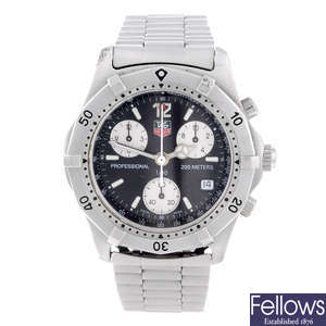 TAG HEUER - a gentleman's stainless steel 2000 Series chronograph bracelet watch.