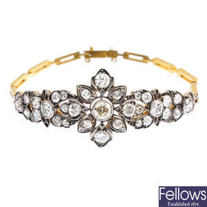 A late Victorian diamond floral bracelet.