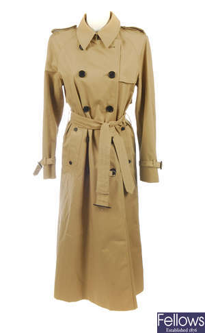 AQUASCUTUM - a woman's classic beige full-length trench coat.