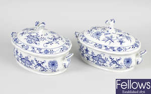 A selection of Meissen blue onion pattern table wares.
