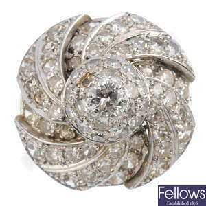 A  diamond cluster ring.