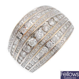 An 18ct gold diamond band ring.