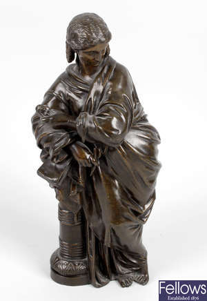 A 19th century bronze figure of a Muse