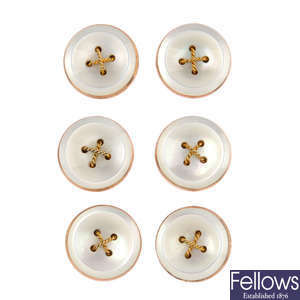 A set mid 20th century mother-of-pearl dress studs.