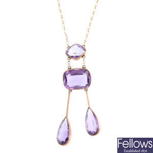 An early 20th century amethyst negligee pendant.