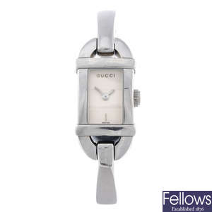 GUCCI - a lady's stainless steel 6800L bracelet watch.