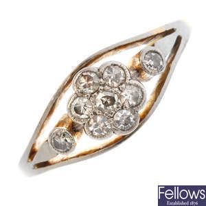 An early 20th century 18ct gold diamond ring.