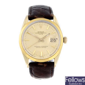 ROLEX - a gentleman's gold capped Oyster Perpetual wrist watch.