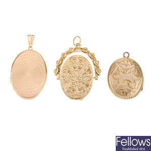 Two 9ct gold lockets and a 9ct front and back locket.