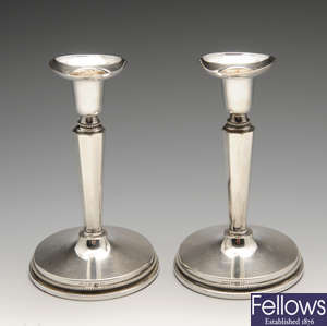 A pair of mid-20th century Swedish silver candlesticks.