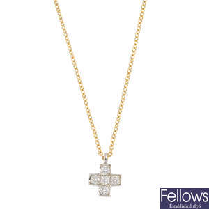 TIFFANY & CO. - a diamond cross pendant, with chain.