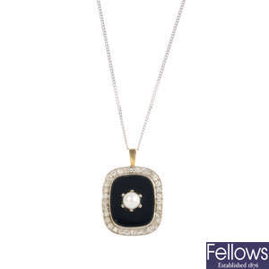 A diamond and gem-set pendant, with an 18ct gold chain.