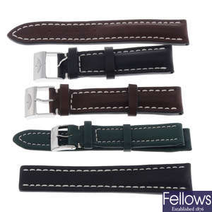 BREITLING - a group of ten assorted watch straps.