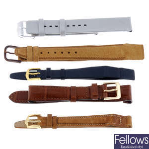 A group of assorted Hirsch watch straps and bracelets. Approximately 30.