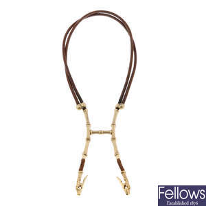 HERMÈS - a Bamboo halter necklace scarf clip.