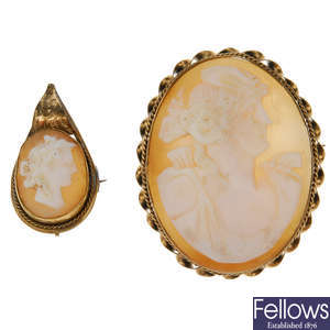 A cameo brooch and pendant.