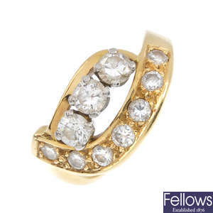 A 14ct gold diamond dress ring.