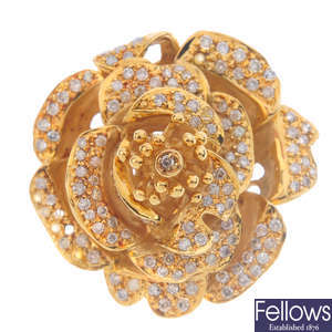 A 14ct gold diamond floral dress ring.
