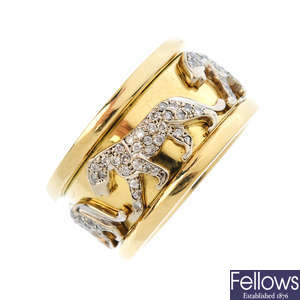 An 18ct gold diamond panther spinner ring.