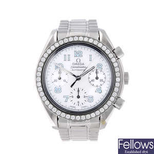 OMEGA - a lady's stainless steel Speedmaster chronograph bracelet watch.