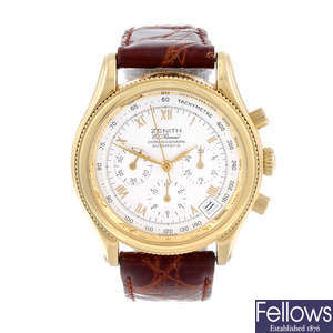 ZENITH - a gentleman's yellow metal El Primero chronograph wrist watch.