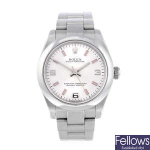 ROLEX - a lady's stainless steel Oyster Perpetual 31 bracelet watch.