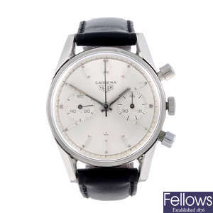 HEUER - a gentleman's stainless steel Carrera chronograph wrist watch.