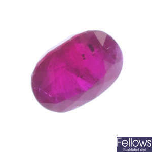 An oval-shape Mozambican ruby, weighing 2.65cts.