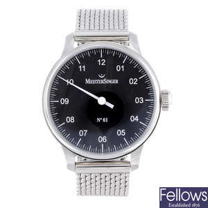 MEISTERSINGER - a gentleman's stainless steel No01 bracelet watch