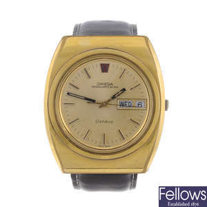 OMEGA - a gentleman's gold plated Genève Megaquartz 32Kh wrist watch.