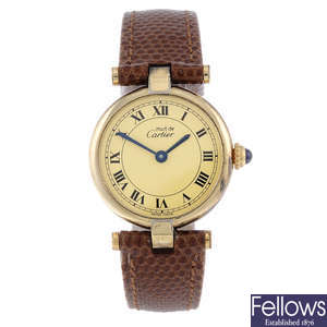 CARTIER - a gold plated silver Must De Cartier Vendome wrist watch.