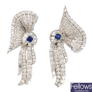 Two diamond and gem-set brooches.