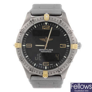 BREITLING - a gentleman's titanium Aerospace chronograph bracelet watch.