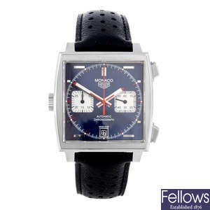 TAG HEUER - a limited edition gentleman's stainless steel Monaco Re-Issue 40th Anniversary chronograph wrist watch.