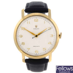 ROLEX - a gentleman's 18ct yellow gold Precision wrist watch.