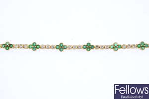 DAVID MORRIS - an 18ct gold, emerald and diamond bracelet.