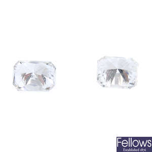 Two rectangular-shape diamonds, total weight 0.47ct.