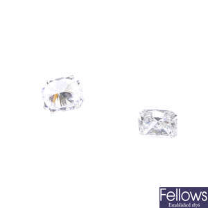 Two rectangular-shape diamonds, total weight 0.48ct.