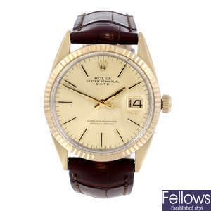 ROLEX - a gentleman's gold plated Oyster Perpetual Date wrist watch.