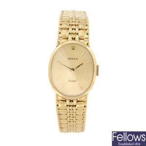 ROLEX - a lady's 18ct yellow gold Orchid bracelet watch.