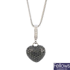 THEO FENNELL - an 18ct gold diamond and gem-set heart pendant, cased.