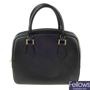 LOUIS VUITTON - a black Epi Sablons handbag.