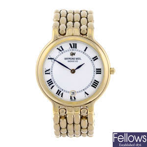 RAYMOND WEIL - a gentleman's gold plated bracelet watch.