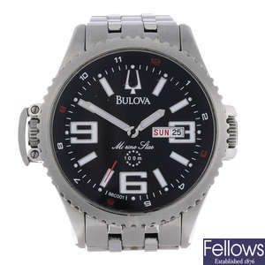 BULOVA - a gentleman's stainless steel Marine Star bracelet watch with another Bulova watch